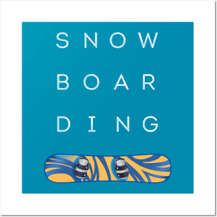 Snowboarding Blue/Yellow Posters and Art